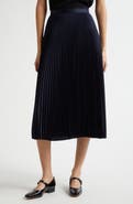 Theory Pleat Satin Midi Skirt