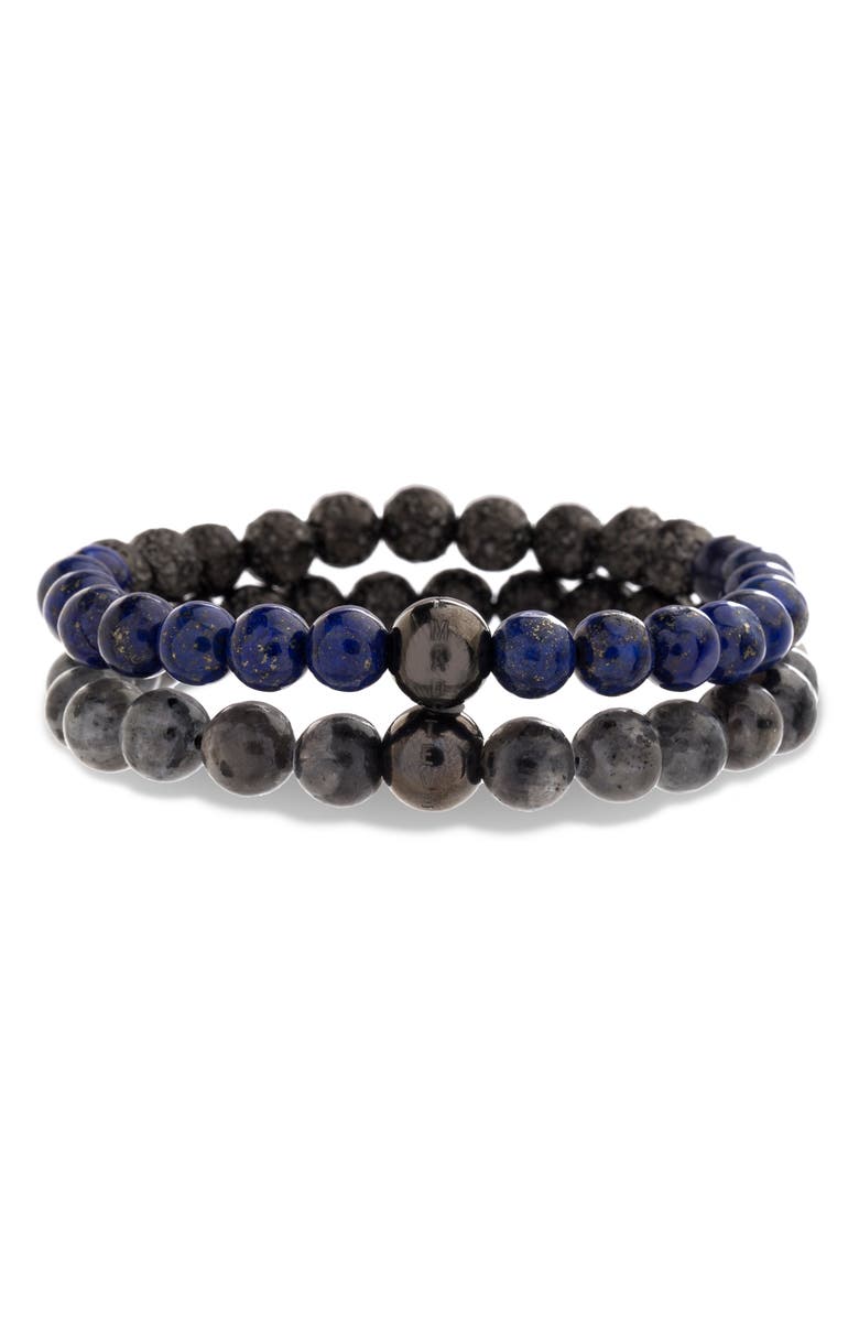 Steve Madden Labradorite & Lapis Bead Bracelet, Main, color, 