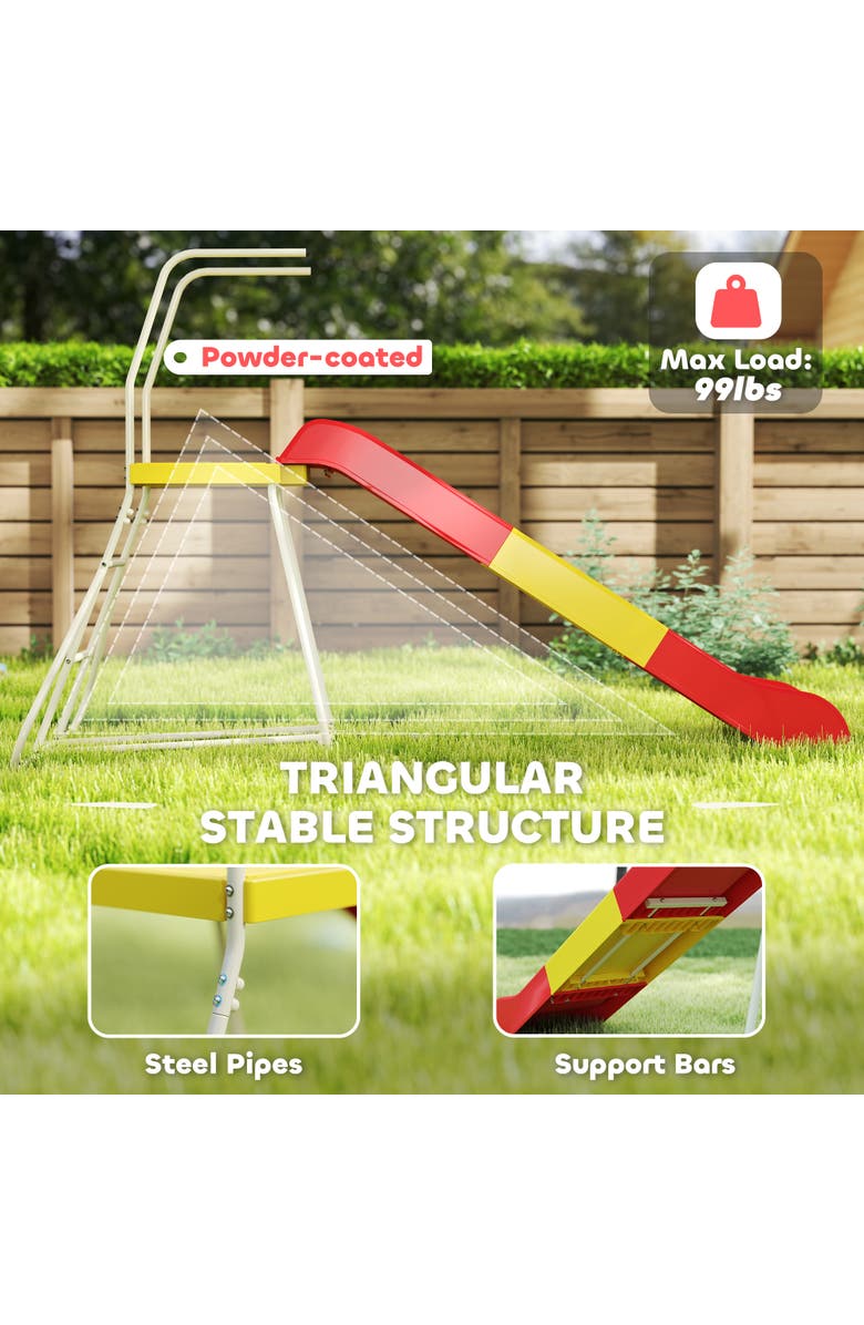 Qaba 6ft Kids Slide with Climbing Ladder, Platform, Indoor/Outdoor Use, Alternate, color, Red