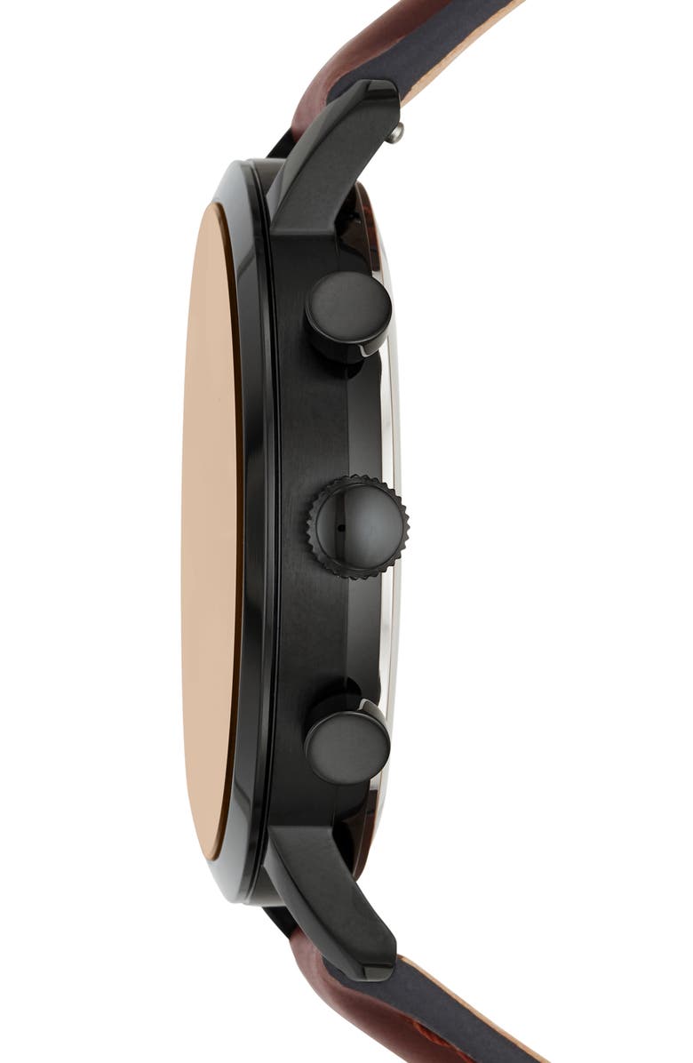 Fossil Luther Chronograph Leather Strap Watch, 44mm, Alternate, color, 