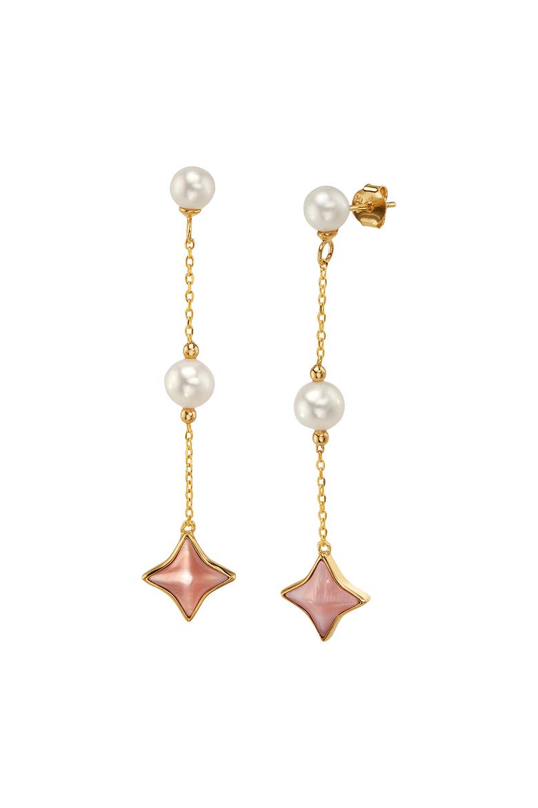 White Freshwater Pearl Anika Earrings, Main, color, Yellow Gold Fill