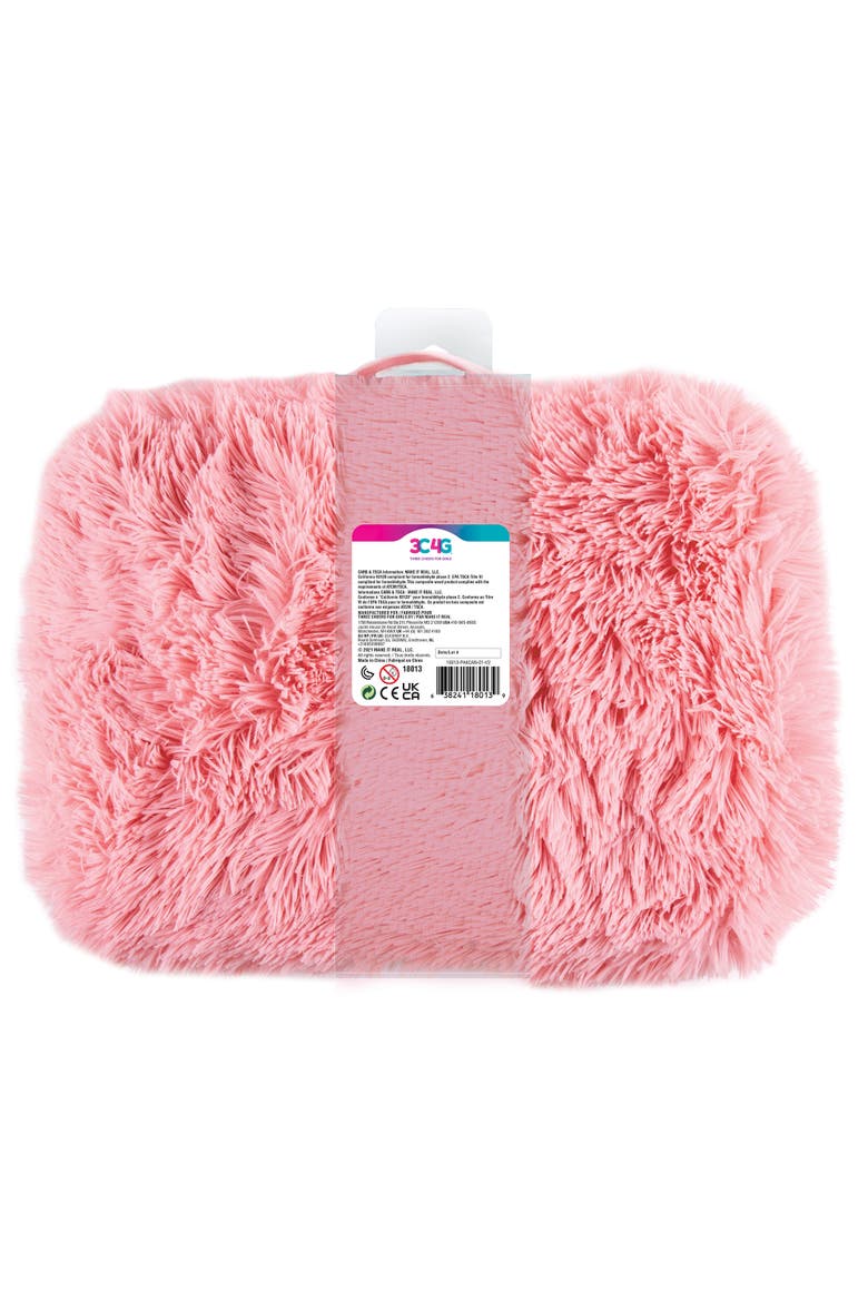3C4G Pink & Gold Deluxe Fur Lap Desk, 12 Inch x 17 Inch, Alternate, color, Pink