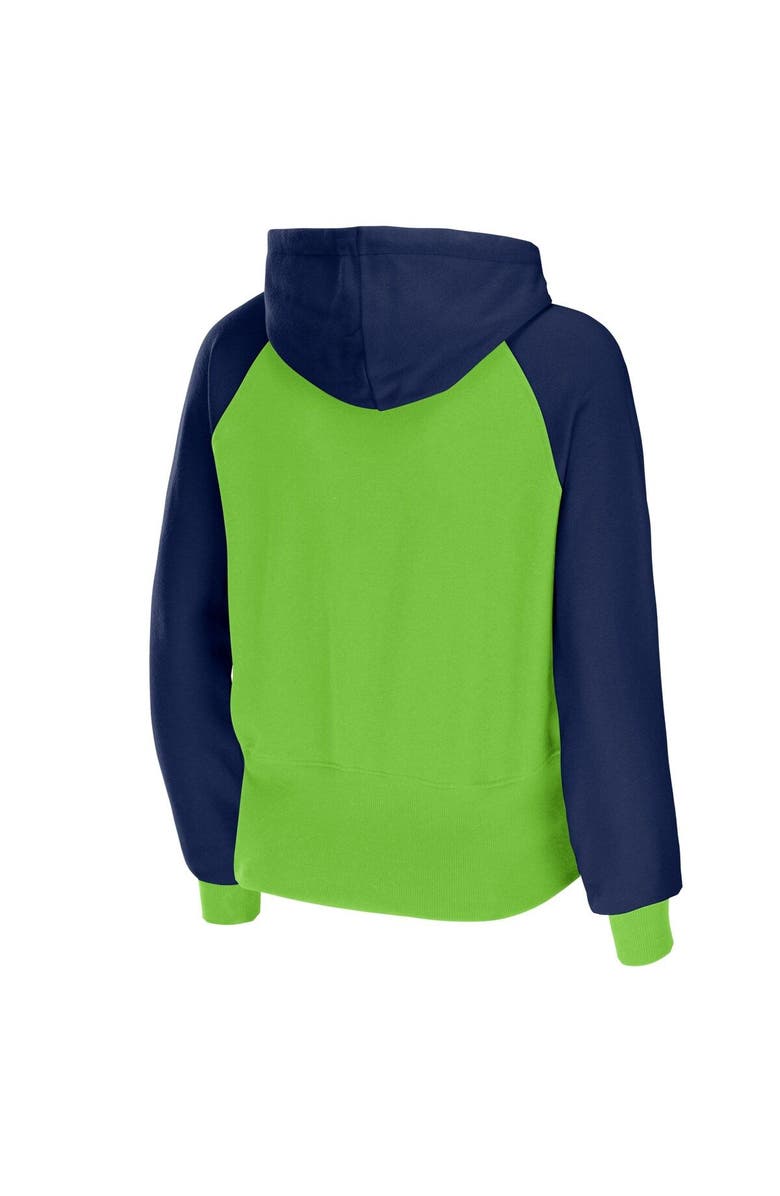 WEAR by Erin Andrews Women's WEAR by Erin Andrews Neon Green Seattle Seahawks Colorblock Lightweight Full-Zip Hoodie, Alternate, color, 