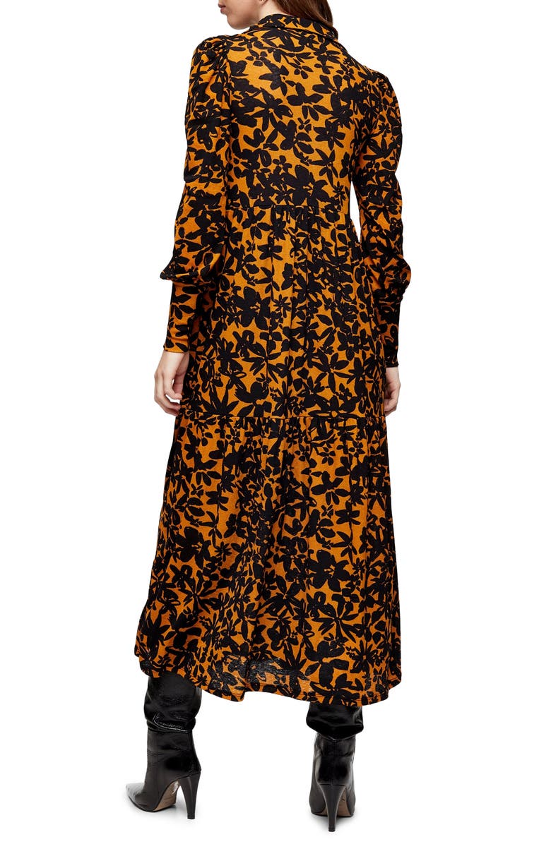Topshop Floral Print Long Sleeve Maxi Shirtdress, Alternate, color, 