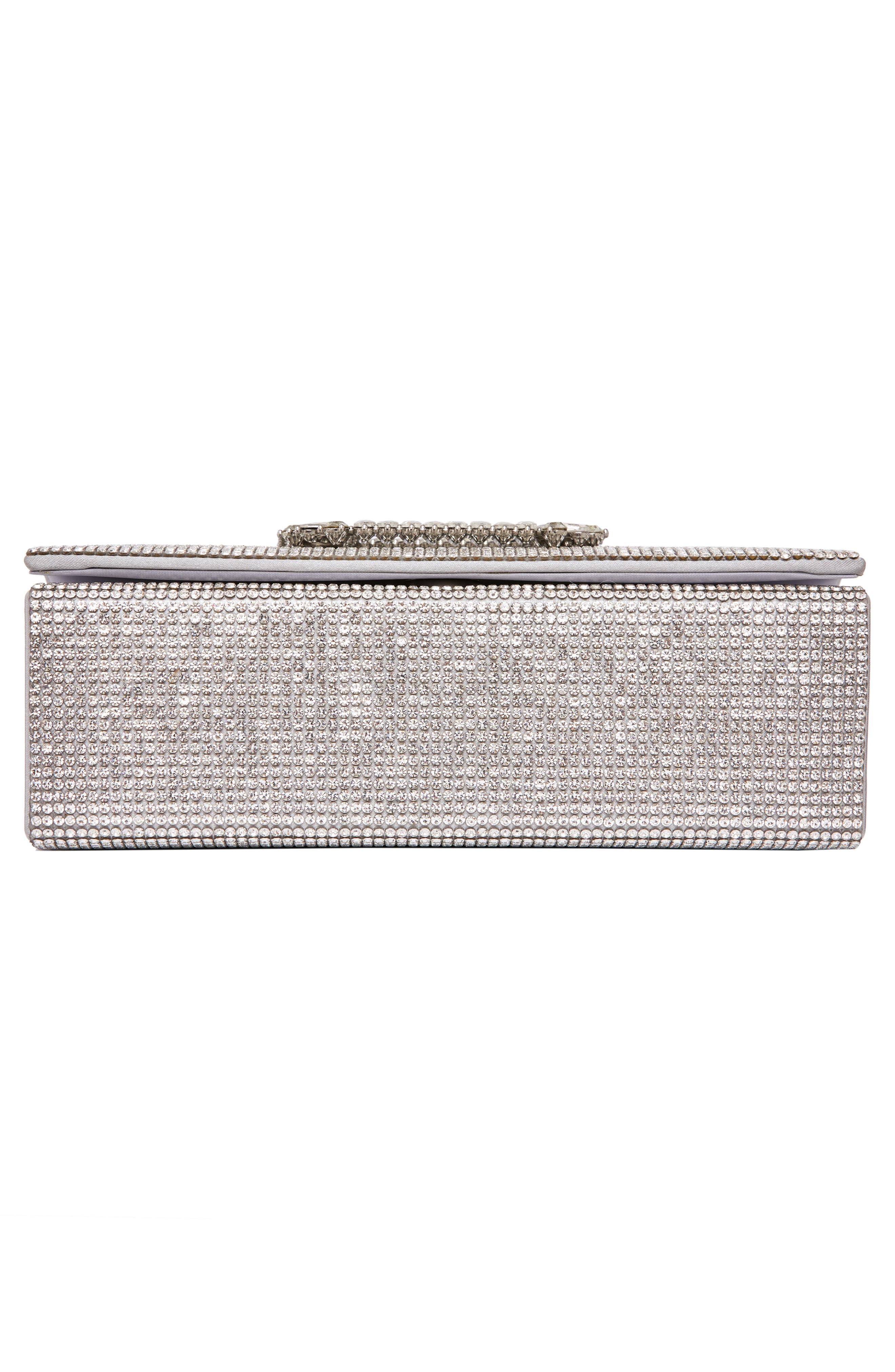 Elegant Rhinestone Satin Evening Bag, Alternate, color, SILVER