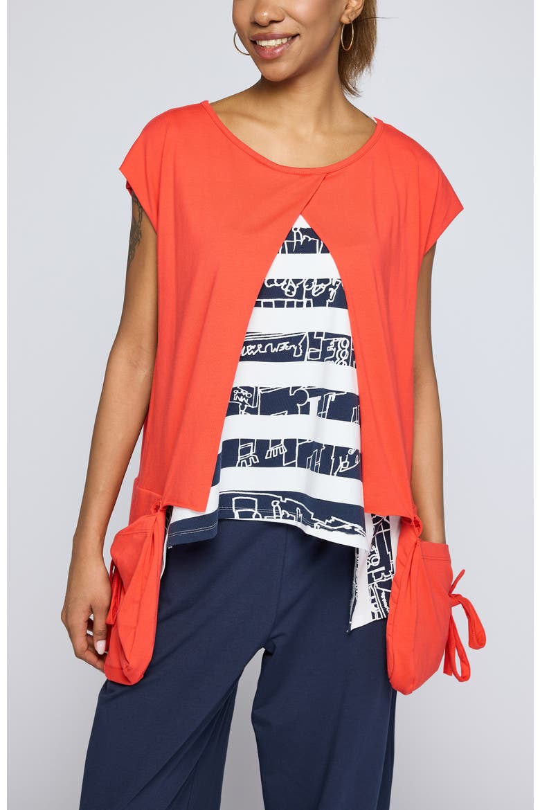 Cerys Asymmetric Jersey Blouse, Main, color, Vermillion