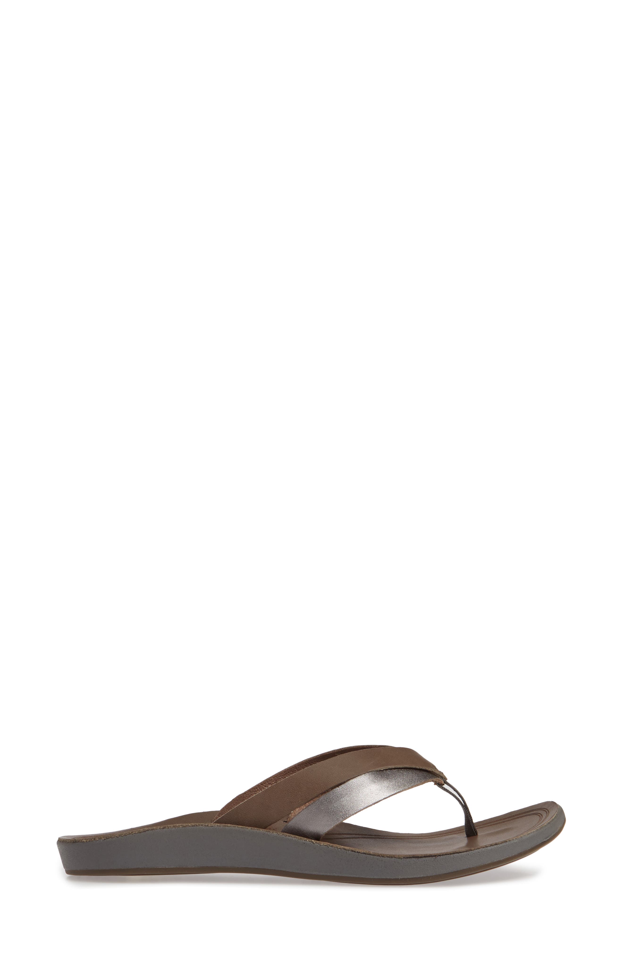 Kaekae Flip Flop, Alternate, color, CHARCOAL/ PEWTER LEATHER