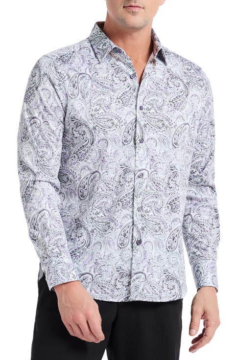 Ibiza Paisley Stretch Button-Up Shirt