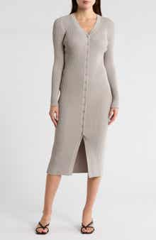 1.STATE Rib Knit Cardigan Midi Dress