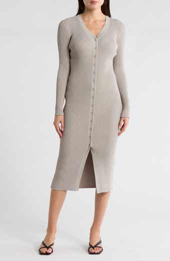 1.STATE Rib Knit Cardigan Midi Dress
