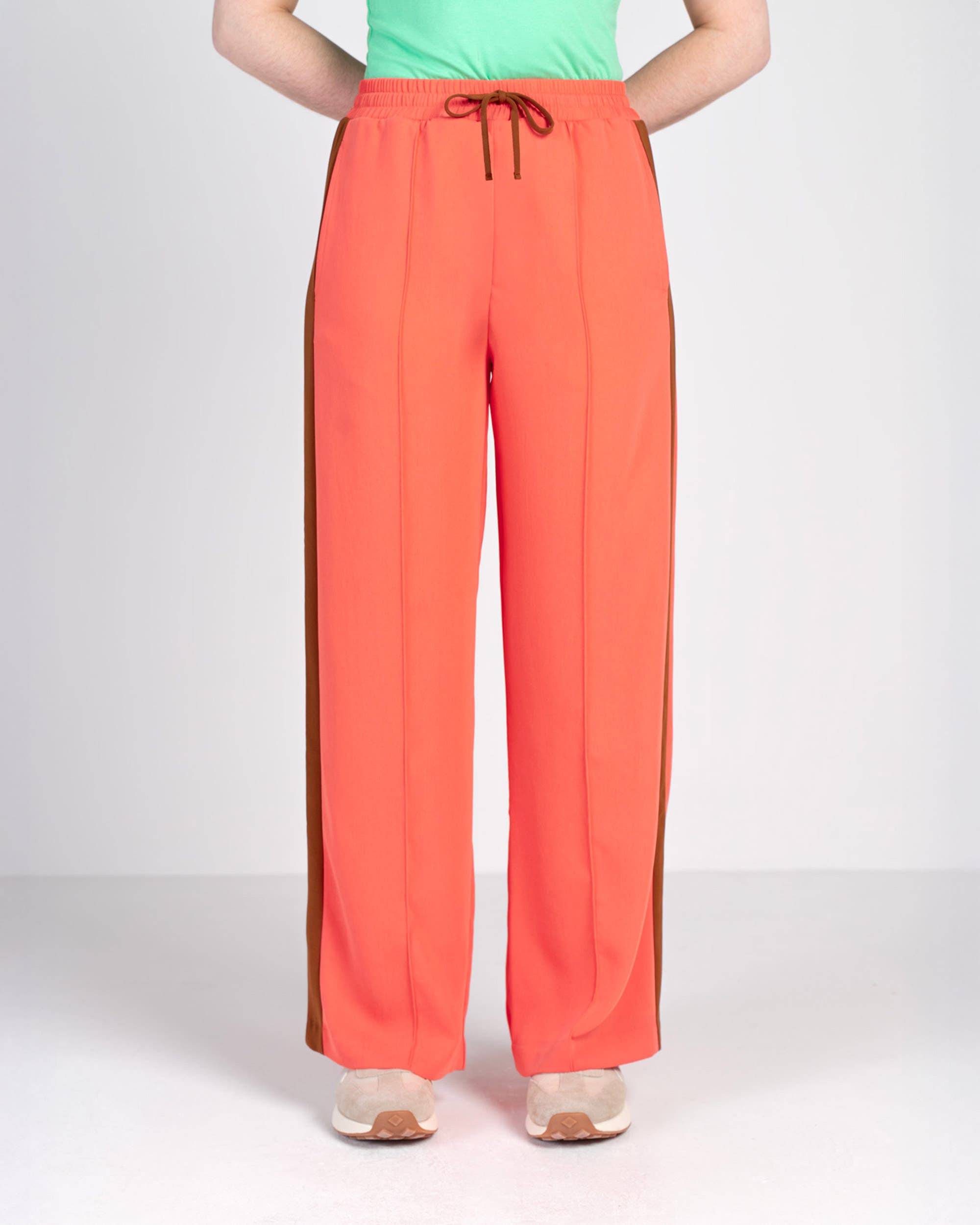 Coral & Light Chocolate Stripe