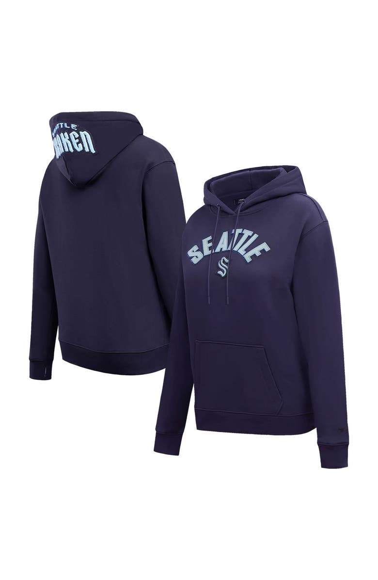 PRO STANDARD Women's Pro Standard Navy Seattle Kraken Classic Chenille Pullover Hoodie, Alternate, color, Navy