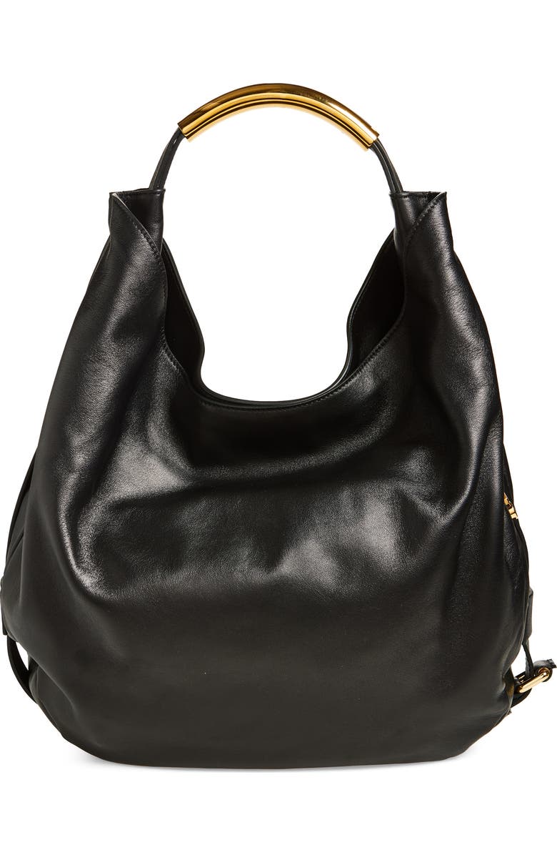 Moschino Handle Me Leather Hobo Bag, Alternate, color,