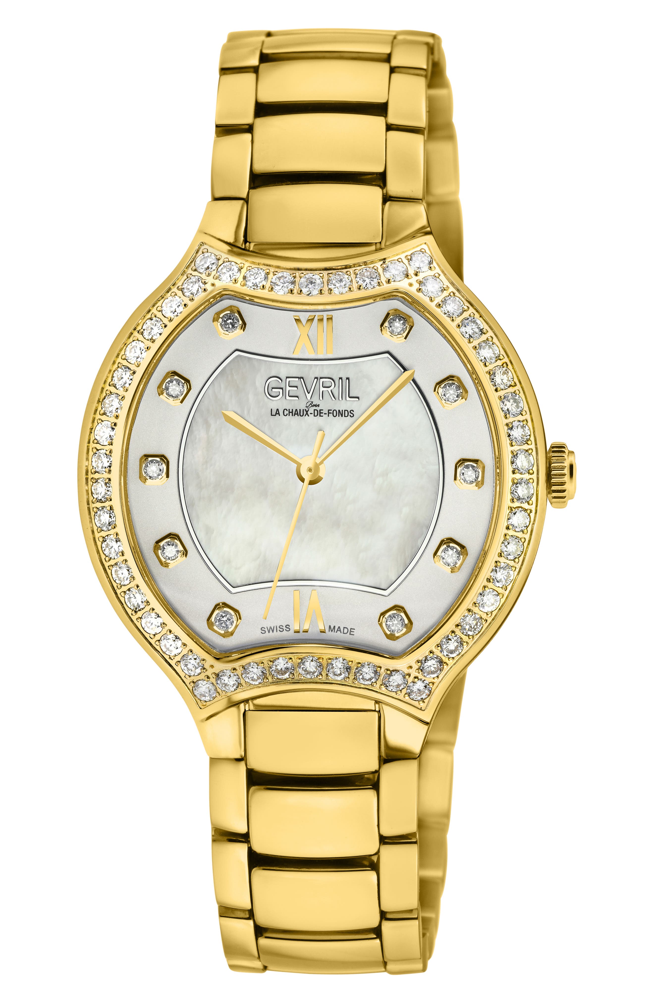 GEVRIL Lugano Diamond Bracelet Watch, 35mm