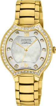 GEVRIL Lugano Diamond Bracelet Watch, 35mm