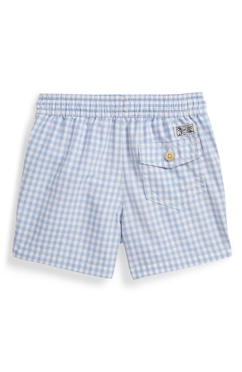 Polo Ralph Lauren Kids' Traveler Gingham Check Swim Trunks, Alternate, color, Estate Blue Gingham
