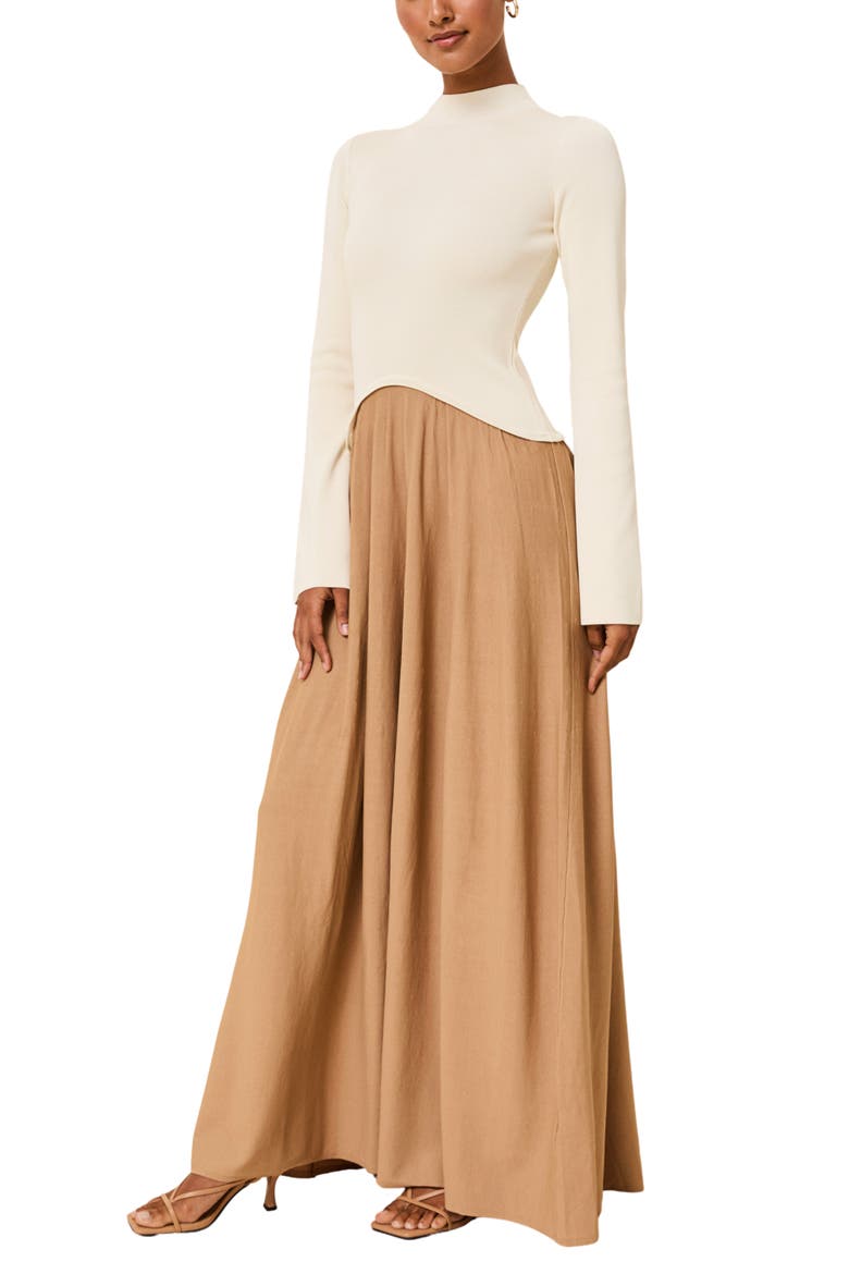 Soglio Long Sleeve Maxi Swetter Dress, Alternate, color, CAMEL