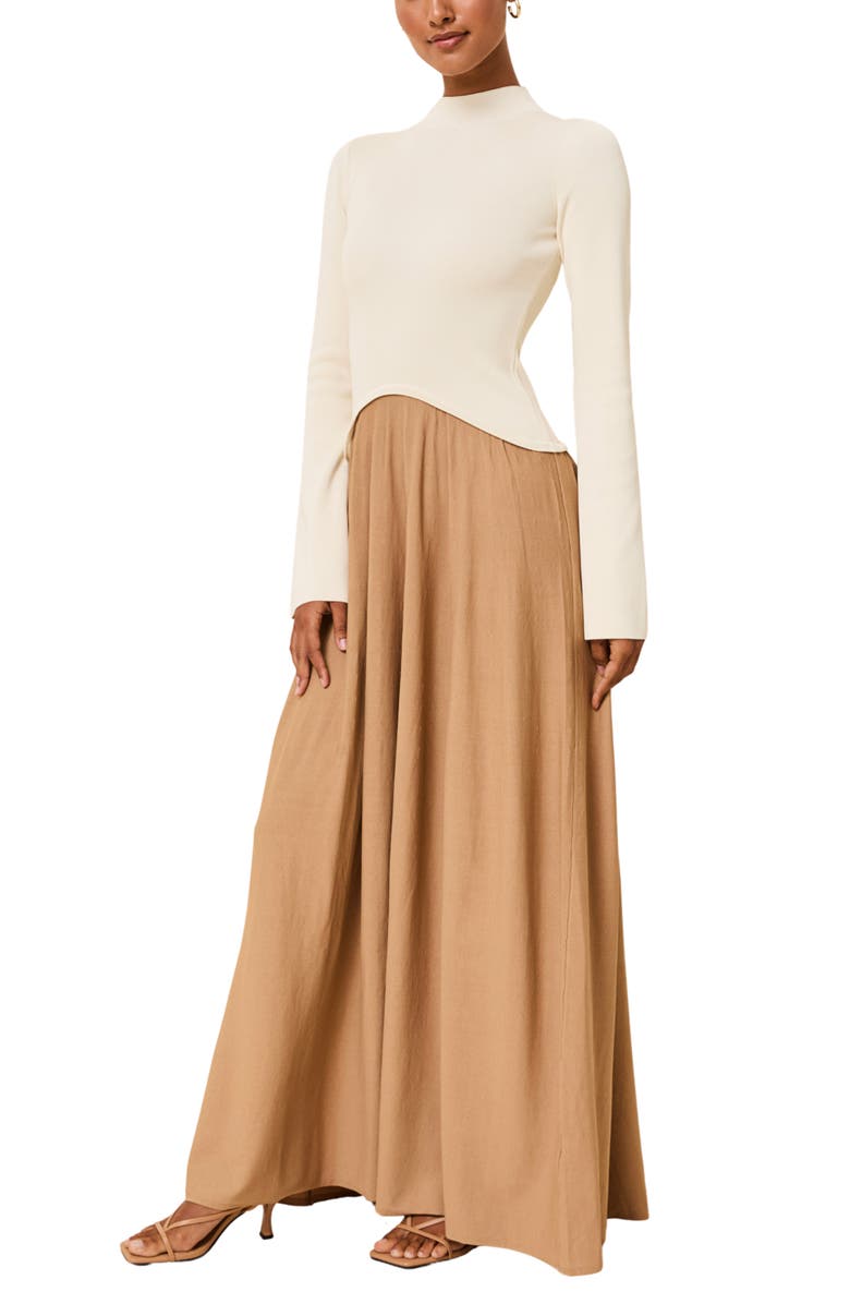 Solid & Striped Soglio Long Sleeve Maxi Swetter Dress, Alternate, color, Camel