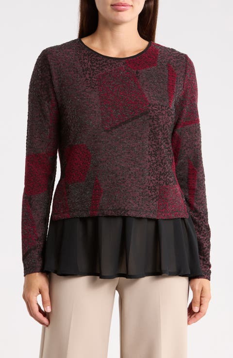 Mixed Media Long Sleeve Twofer Top