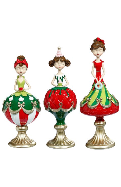 Holiday Girl Finial Décor, Set of 3