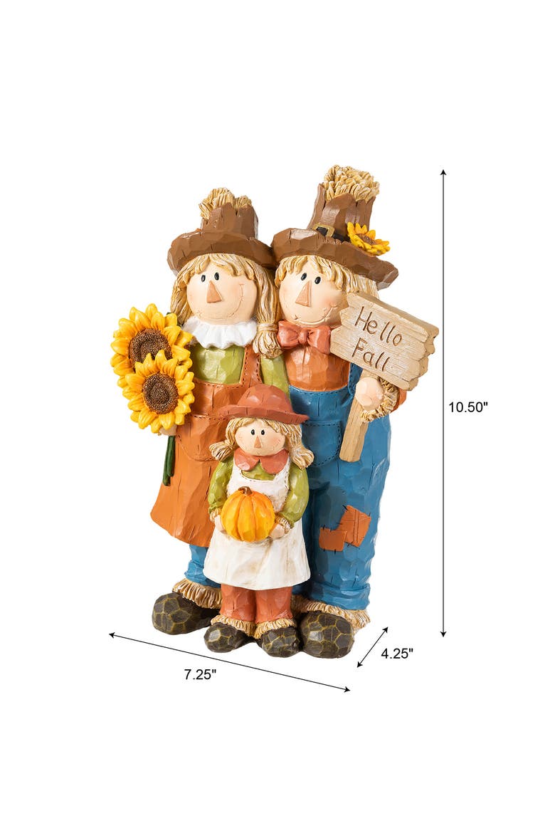 10.5"H Fall Resin Scarecrow Family Table Decor, Alternate, color, Brown
