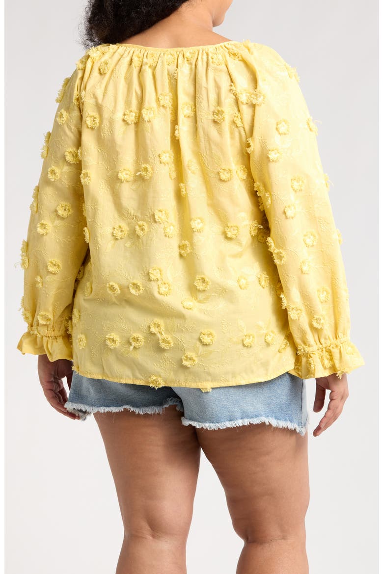 Floral Embroidered Long Sleeve Button-Up Top, Alternate, color, YELLOW