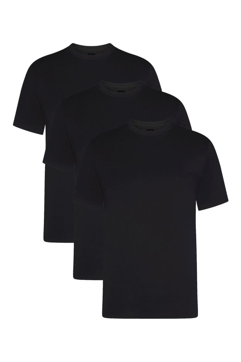 3-Pack Lightweight Cotton T-Shirts, Alternate, color, OBSIDIAN