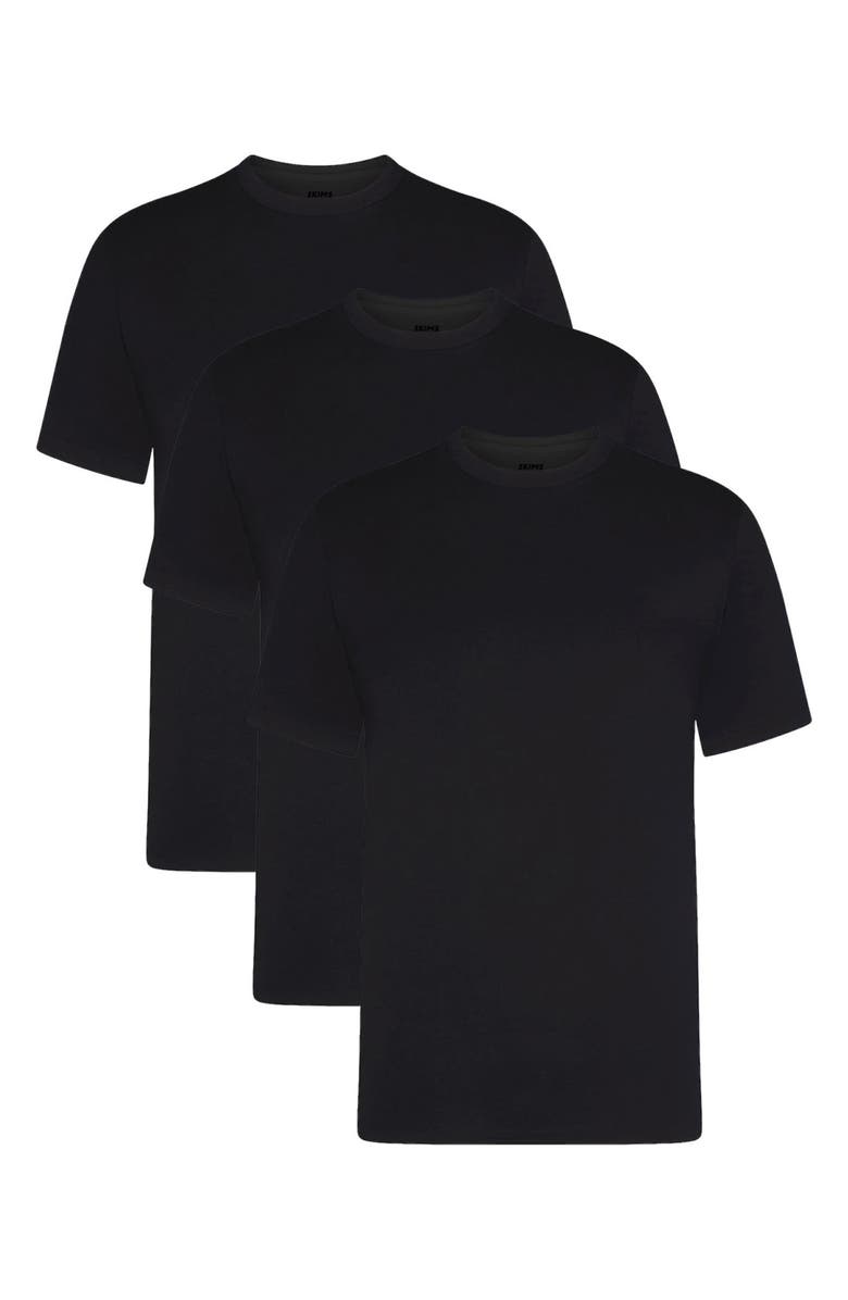 SKIMS Lightweight 3-Pack Cotton T-Shirts, Alternate, color, Obsidian