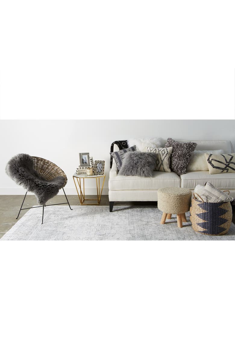 Mina Victory 'Boa' Shag Pillow, Alternate, color, Pewter