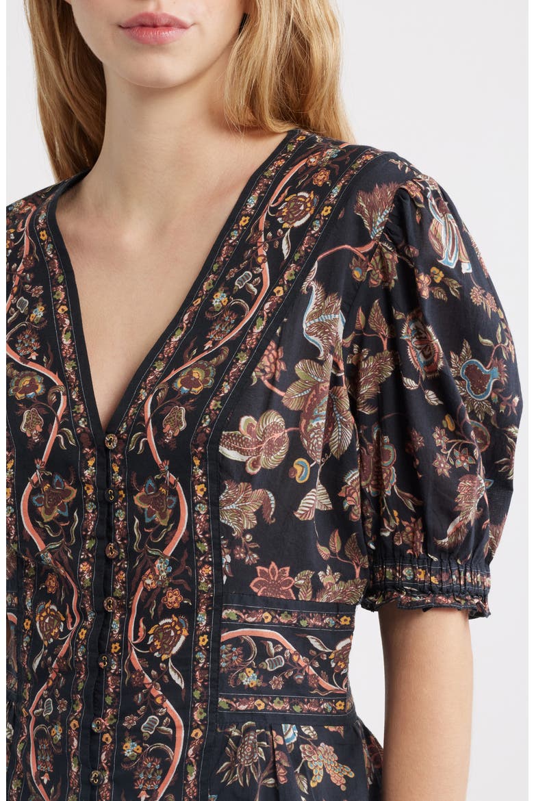 Melissa Organic Cotton Peplum Top, Alternate, color, BOIS PRINT