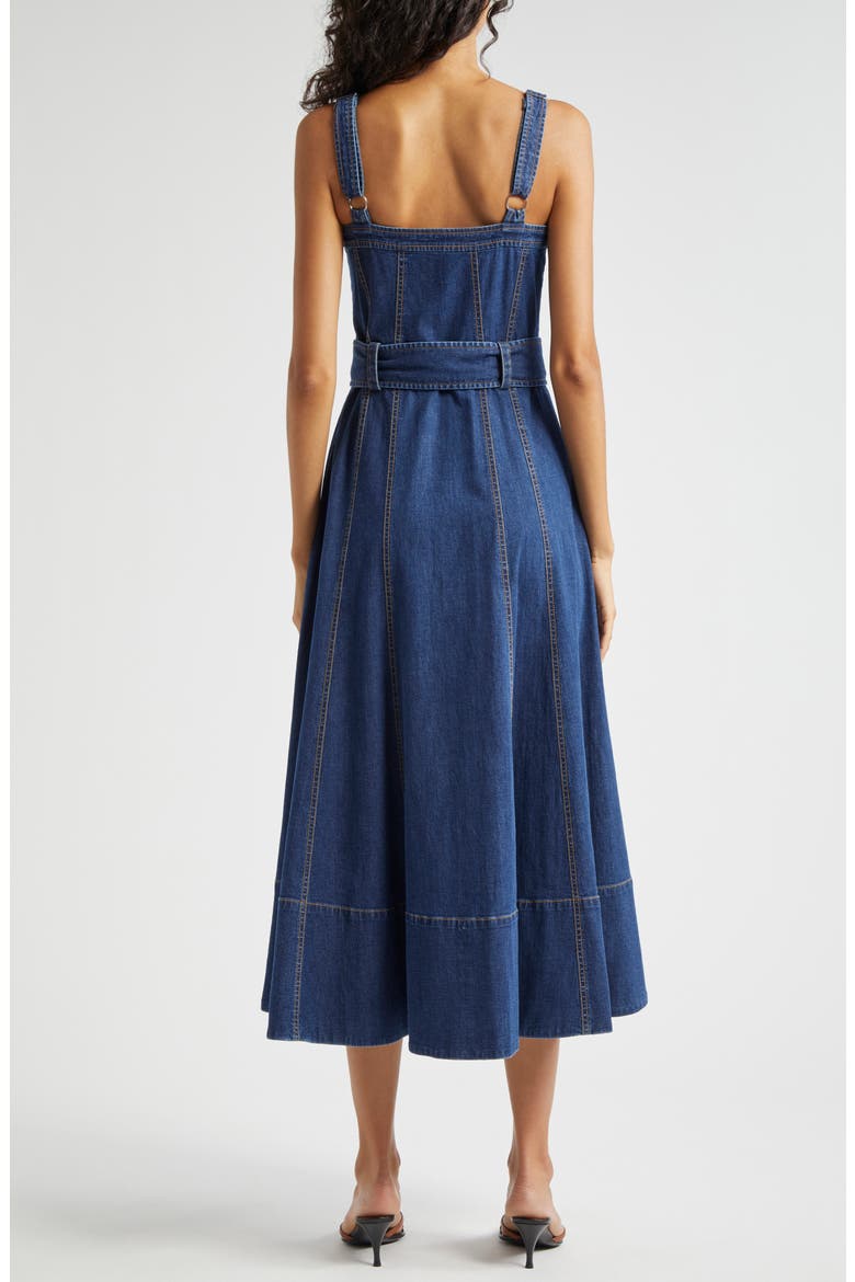 Vega Belted Sleeveless Denim Fit & Flare Midi Dress, Alternate, color, MEDIUM WASH