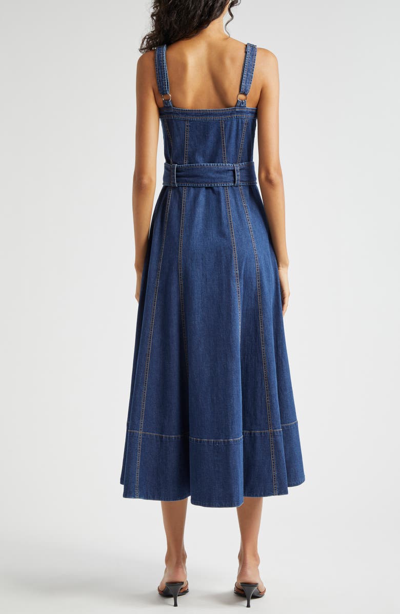 Cinq à Sept Vega Belted Sleeveless Denim Fit & Flare Midi Dress, Alternate, color, Medium Wash