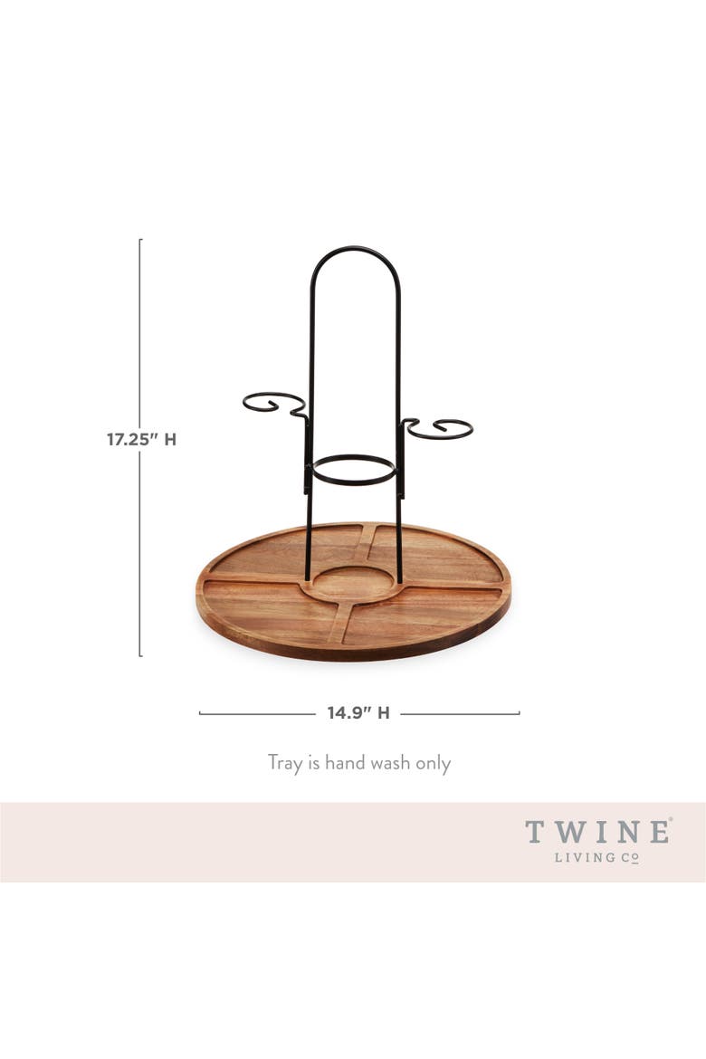 Wine and Cheese Caddy, Alternate, color, Brown