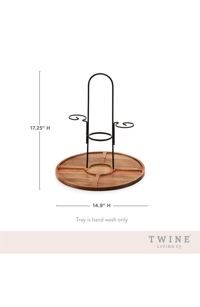TWINE Wine and Cheese Caddy, Alternate, color, Brown