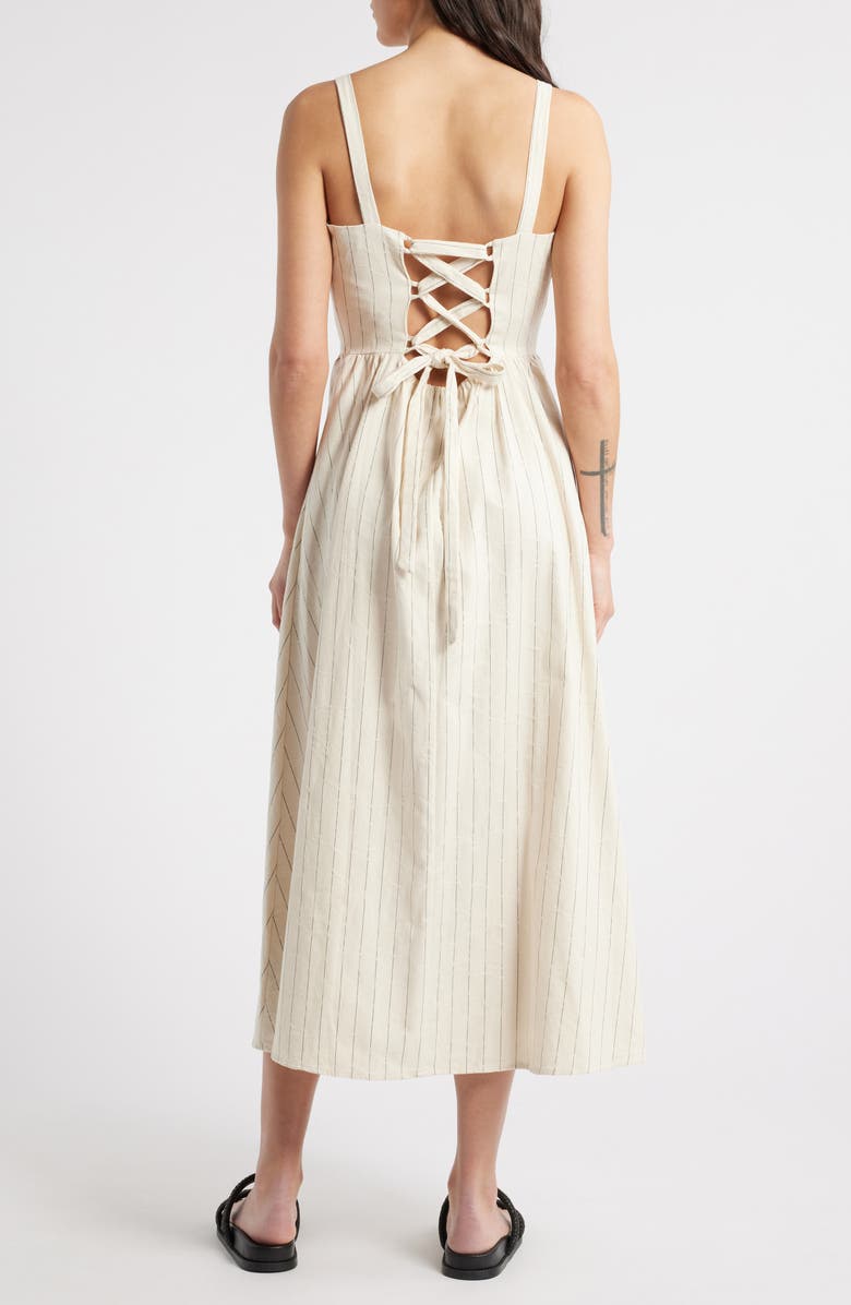 FRNCH Casey Stripe Floral Jacquard Cotton Blend Sundress, Alternate, color, Creme