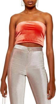 Topshop Velvet Bandeau Top