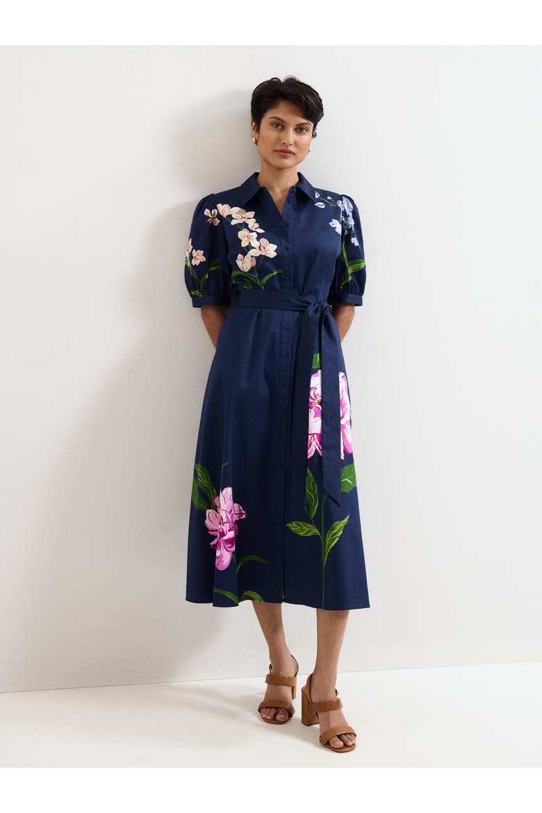 Kerrie Floral Shirt Dress, Main, color, Navy