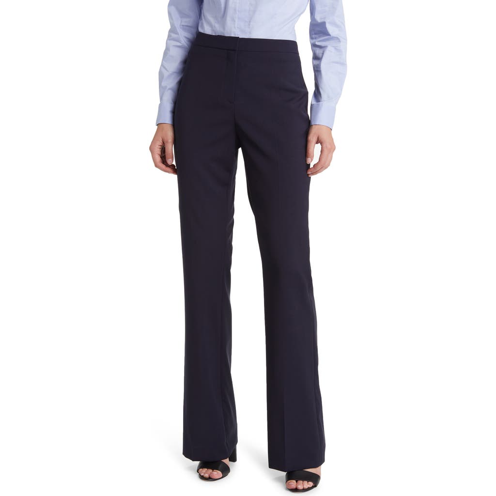 Hugo Boss Boss Tuleah Wool Flare Pants In Sky Captain