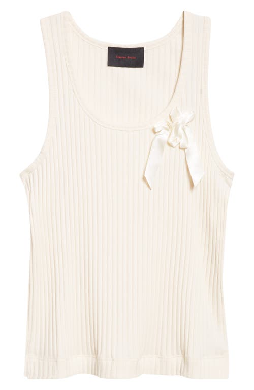 Simone Rocha Ribbon Daisy Ribbed Tank In Neutral
