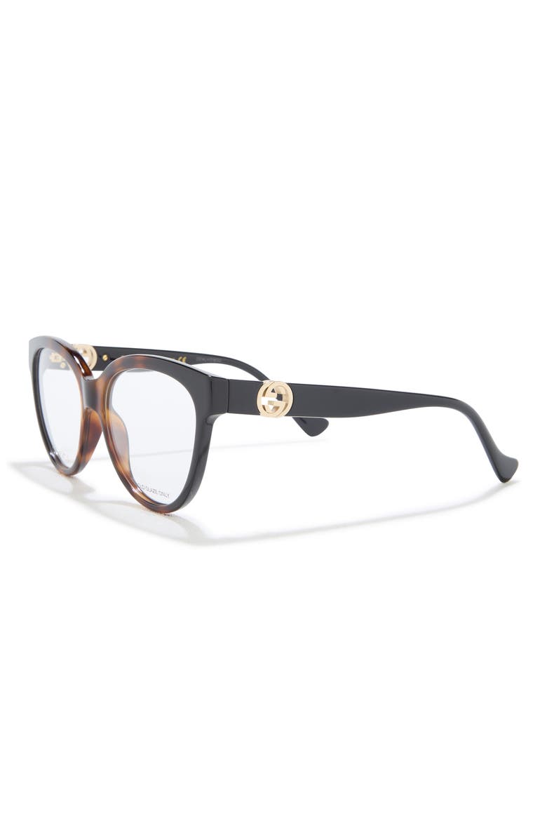 54mm Cat Eye Optical Frames, Alternate, color, HAVANA BLACK TRANSPARENT