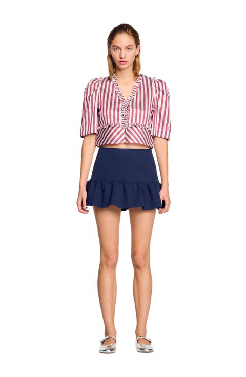 Ruffled striped shirt