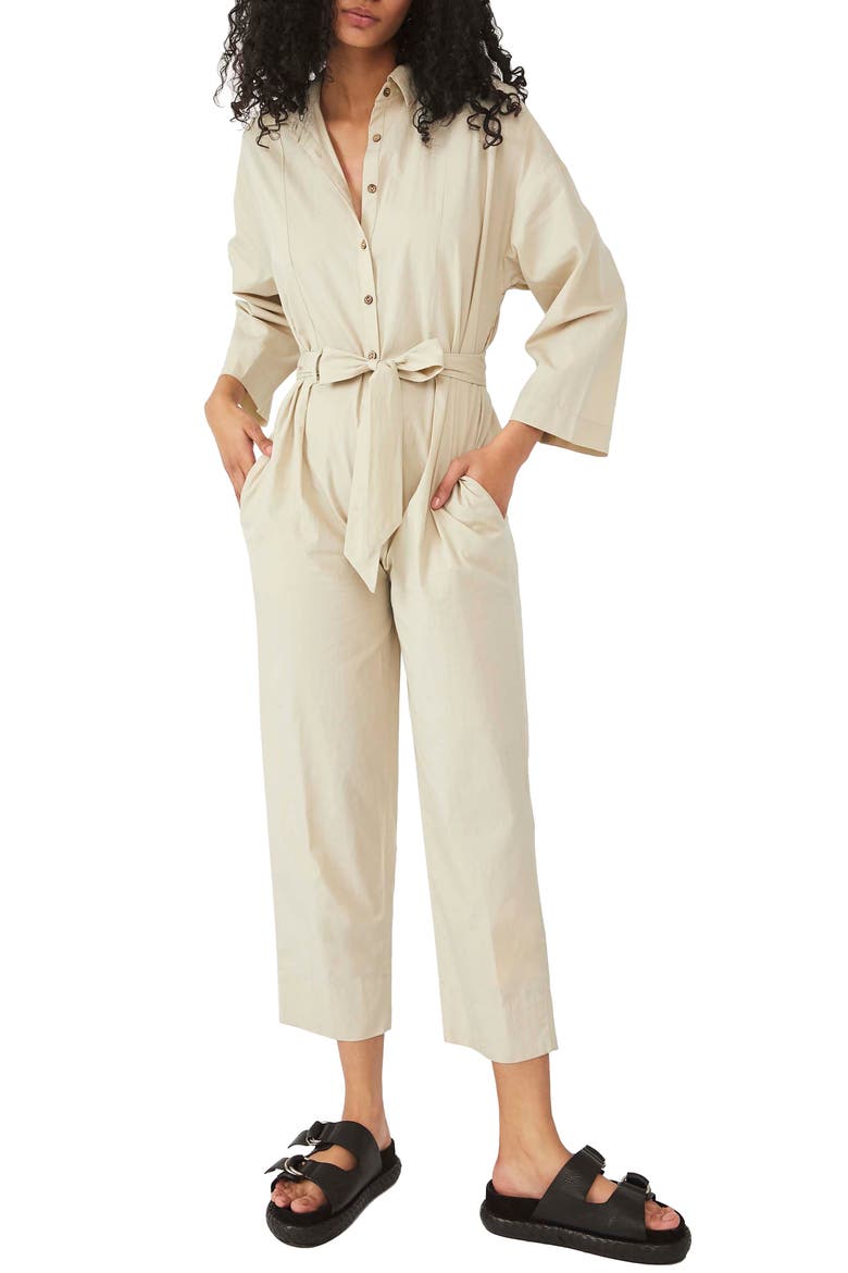 free-est Cameron Tie Waist Jumpsuit, Main, color, THISTLE SEED