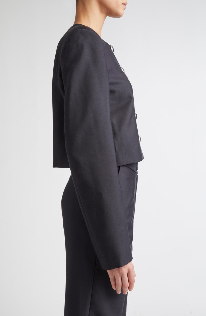 Brandon Maxwell The Ryder Boxy Silk Mikado Crop Jacket, Alternate, color, Black