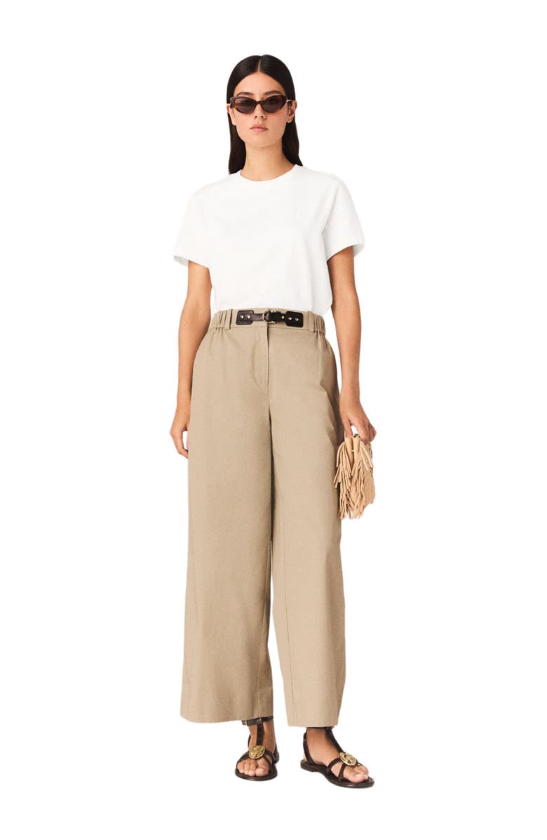 maje T-shirt with small embroidered logo, Alternate, color, White