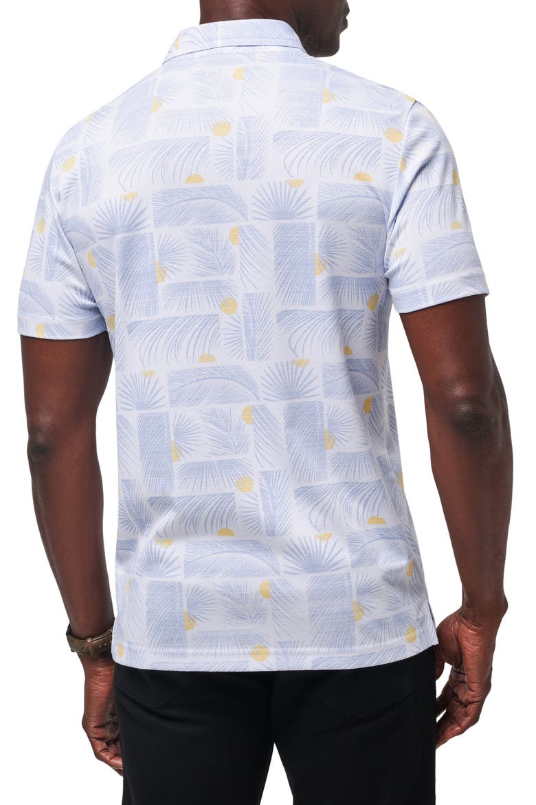Sun Guilt Leaf Print Piqué Polo, Alternate, color, WHITE