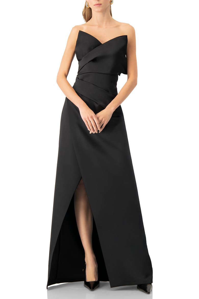 Strapless Gown With Front Leg Opening, Main, color, Black