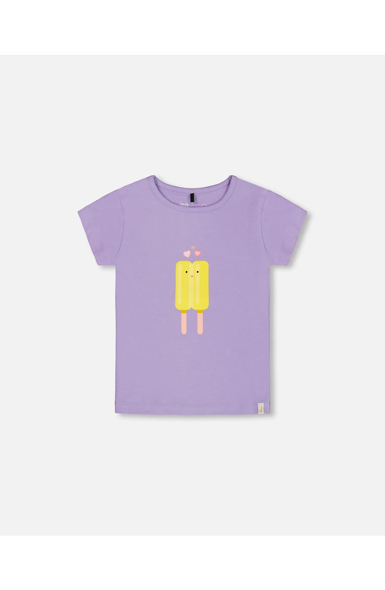 Deux par Deux Little Girl's Organic Cotton Tee Mauve And Yellow Lollipop, Main, color, 