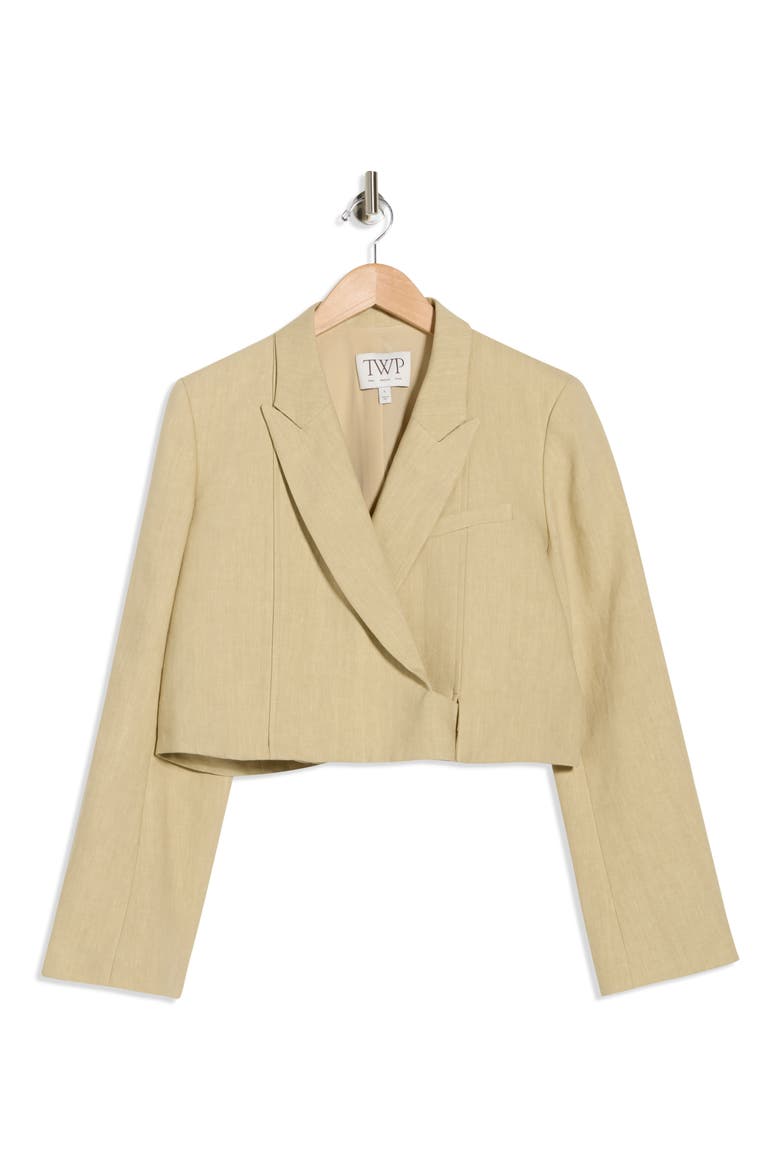 Hunter Cropped Linen Blazer, Alternate, color, SAFARI