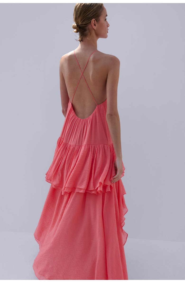 H&M Tiered High-low Dress, Alternate, color, Raspberry Red