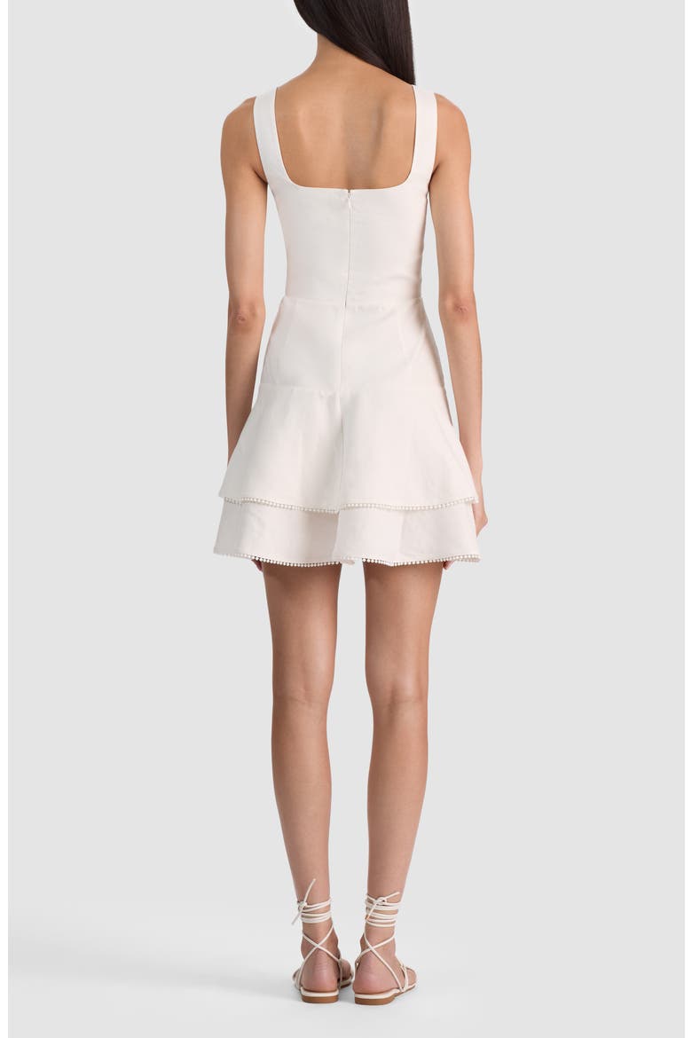 Miriam Picot Trim Linen Blend Minidress, Alternate, color, OFF WHITE